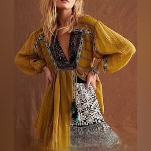 Free People Bohemian Tunic with Embroidered Details
